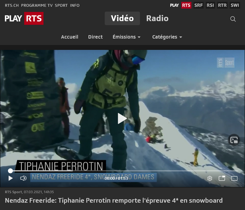 Nendaz Freeride: Tiphanie Perrotin remporte l'épreuve 4* en snowboard