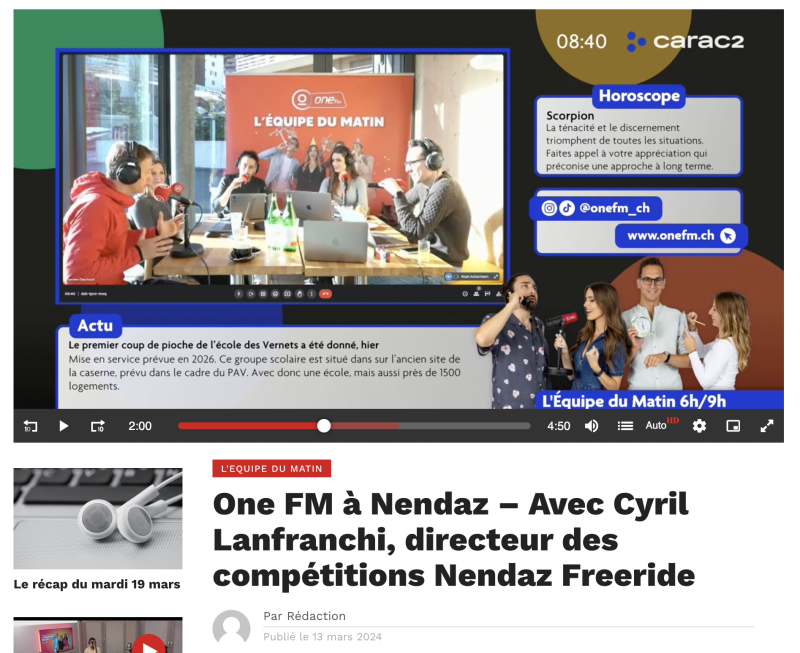 One FM  Nendaz  Avec Cyril Lanfranchi, directeur des comptitions Nendaz Freeride