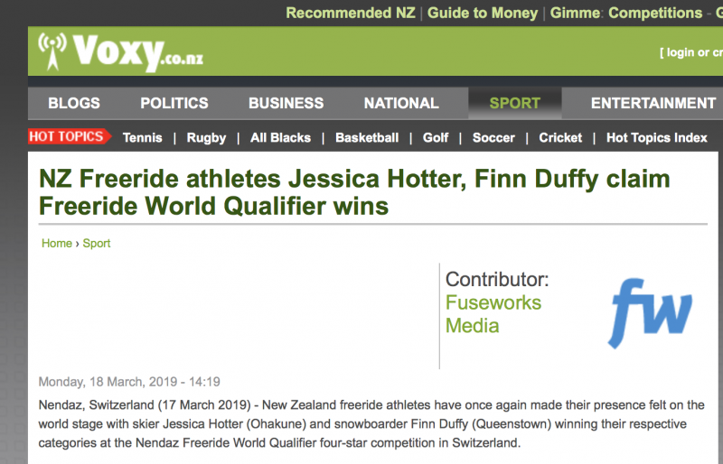 NZ Freeride athletes Jessica Hotter, Finn Duffy claim Freeride World Qualifier wins