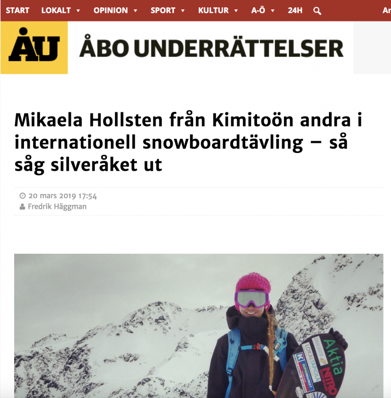 Mikaela Hollsten från Kimitoön andra i internationell snowboardtävling – så såg silveråket ut