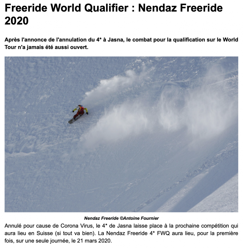 Freeride World Qualifier : Nendaz Freeride 2020